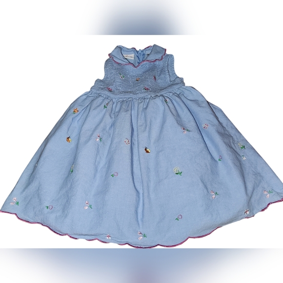 B.T. Kids Girls 2T Blue Embroidered Spring Floral‎ Sleeveless Collared Dress - Picture 1 of 9